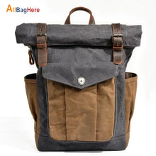 Load image into Gallery viewer, Vintage Canvas Laptop Backpacks Men Waxed Canvas Leather School Travel  Backpack Large Capacity Waterproof Retro Tourist Bagpack
