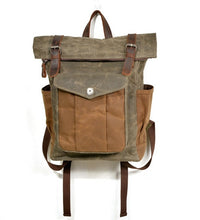 Load image into Gallery viewer, Vintage Canvas Laptop Backpacks Men Waxed Canvas Leather School Travel  Backpack Large Capacity Waterproof Retro Tourist Bagpack
