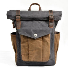 Load image into Gallery viewer, Vintage Canvas Laptop Backpacks Men Waxed Canvas Leather School Travel  Backpack Large Capacity Waterproof Retro Tourist Bagpack
