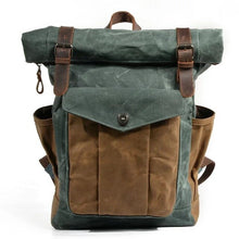 Load image into Gallery viewer, Vintage Canvas Laptop Backpacks Men Waxed Canvas Leather School Travel  Backpack Large Capacity Waterproof Retro Tourist Bagpack
